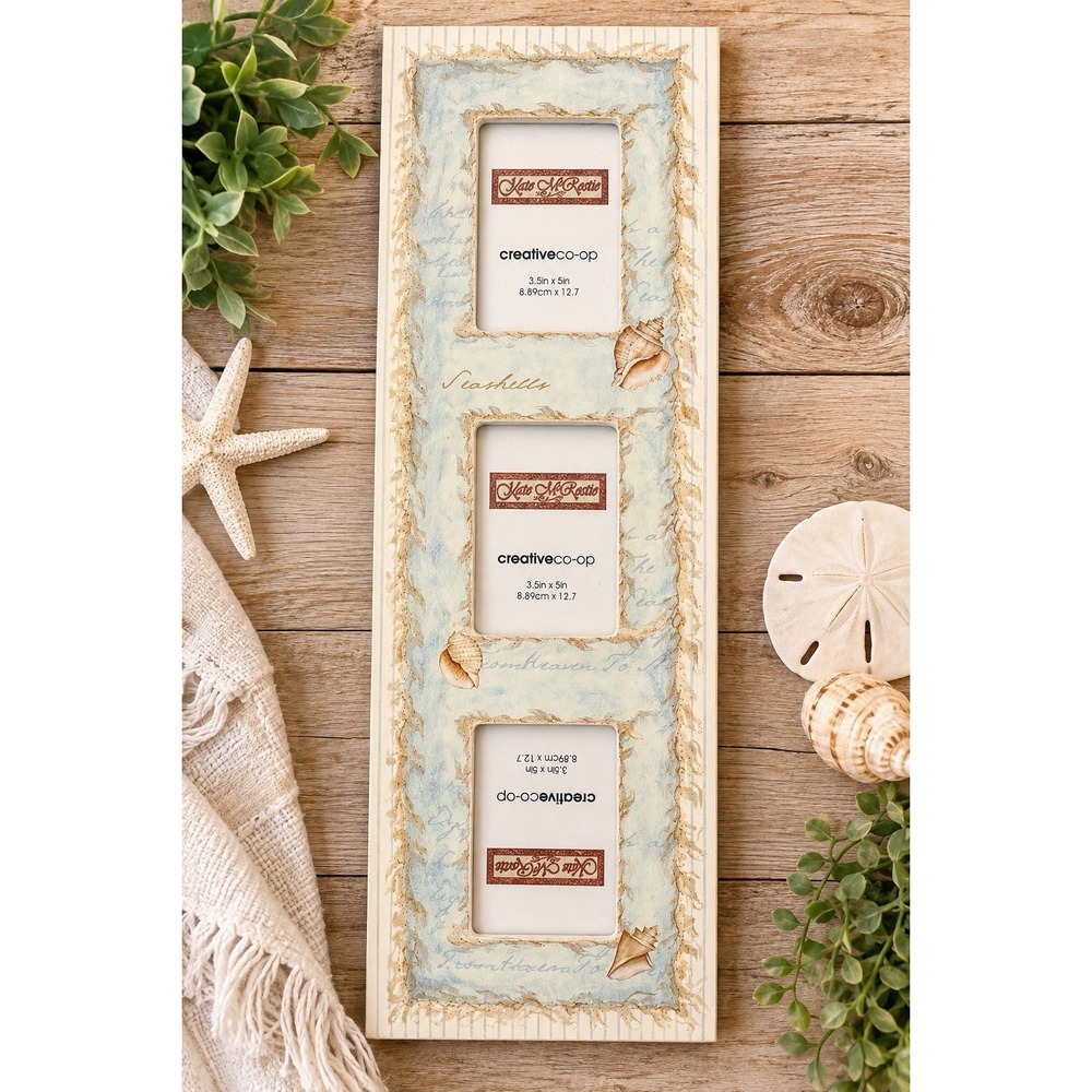 Kate McRostie Creative Co-Op Coastal Seashell Triple Photo Frame 3.5x5